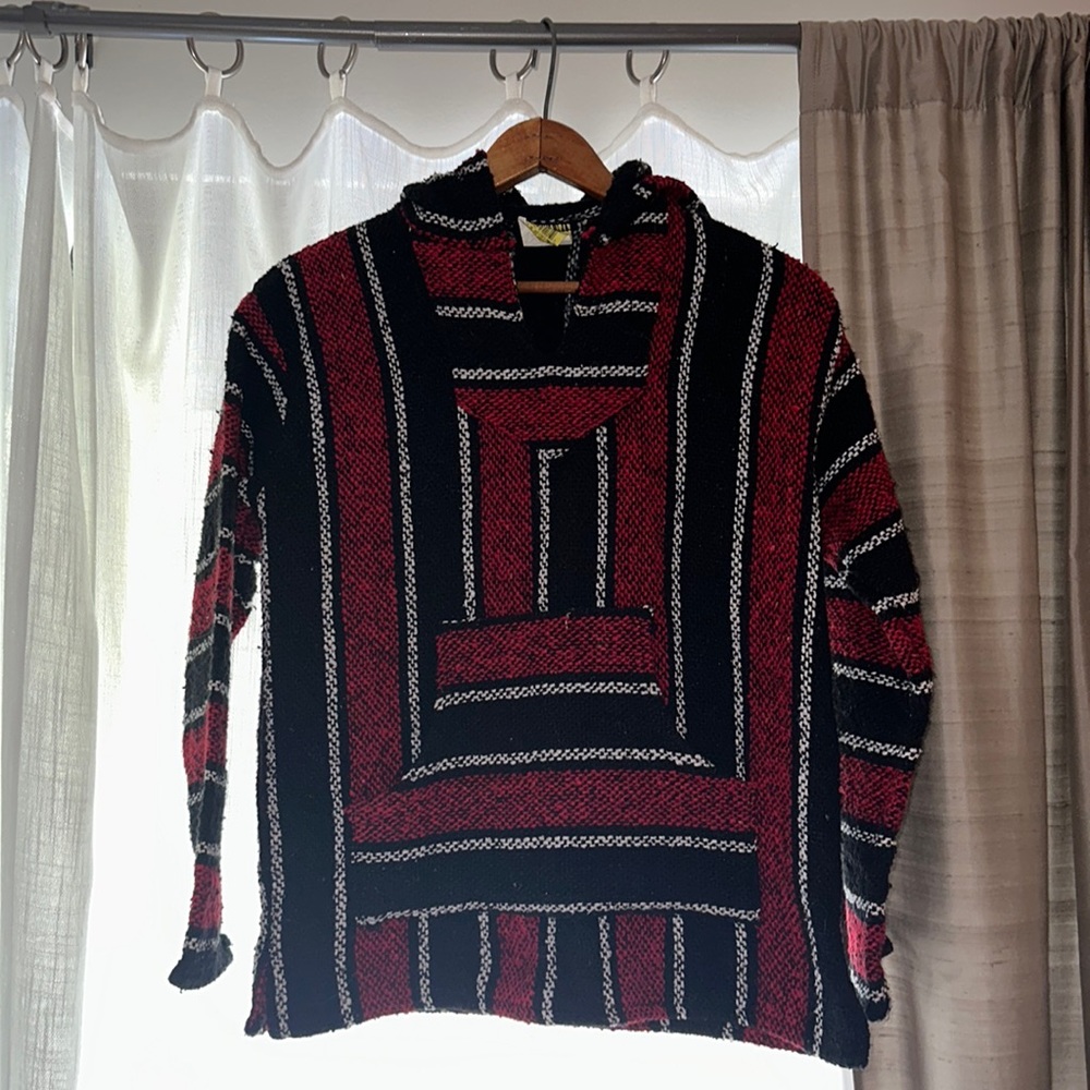 Mexican Baja Hoodie Drug Rug Sz Youth Medium Oversized
